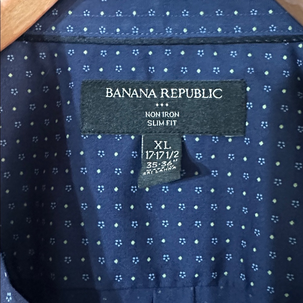 Banana Republic Men Navy Blue Light Blue Flower Long Sleeve Button Down Shirt XL - Picture 3 of 8